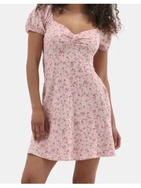 NWT No Boundaries babydoll floral puff sleeve mini dress pink cottagecore Medium